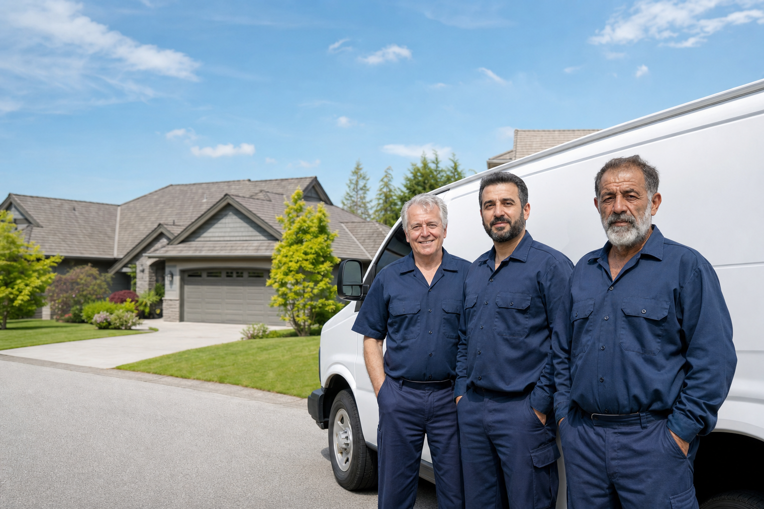 Absolute Home Services technicians with the service van at a Metro Vancouver home