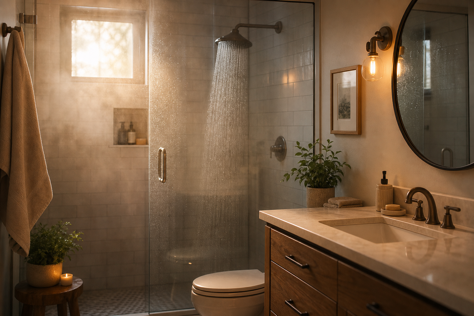 Steamy shower in a Metro Vancouver home bathroom